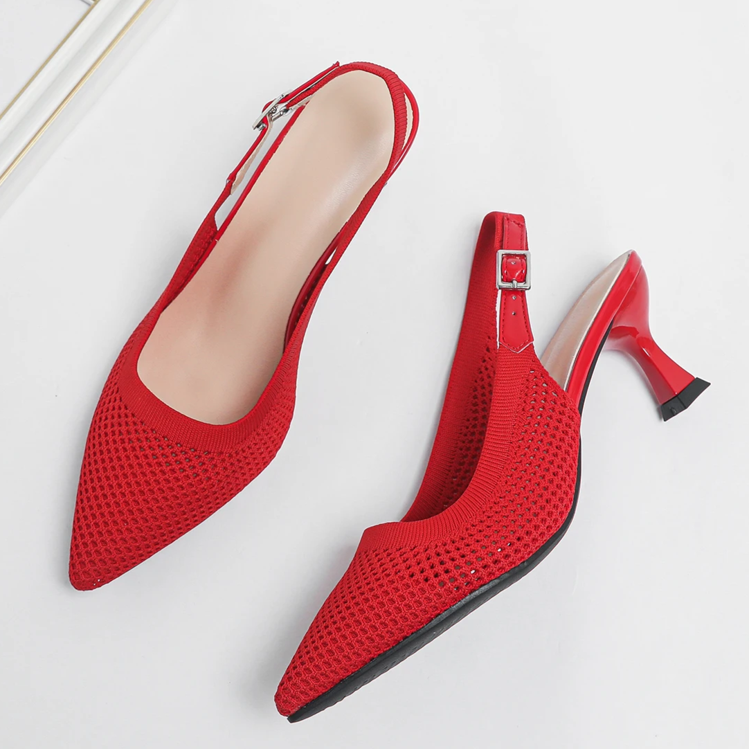 Slingback Salto Médio Malha Tricô Confortável - Zara