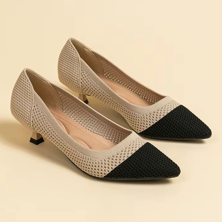 Scarpin Salto Kitten Confortável em Malha Tricô - Leandra