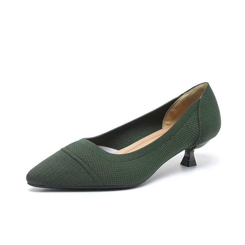 Scarpin Salto Kitten Confortável em Malha Tricô - Paola