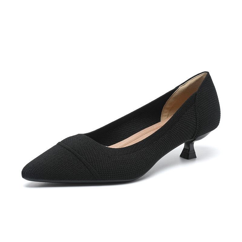 Scarpin Salto Kitten Confortável em Malha Tricô - Paola