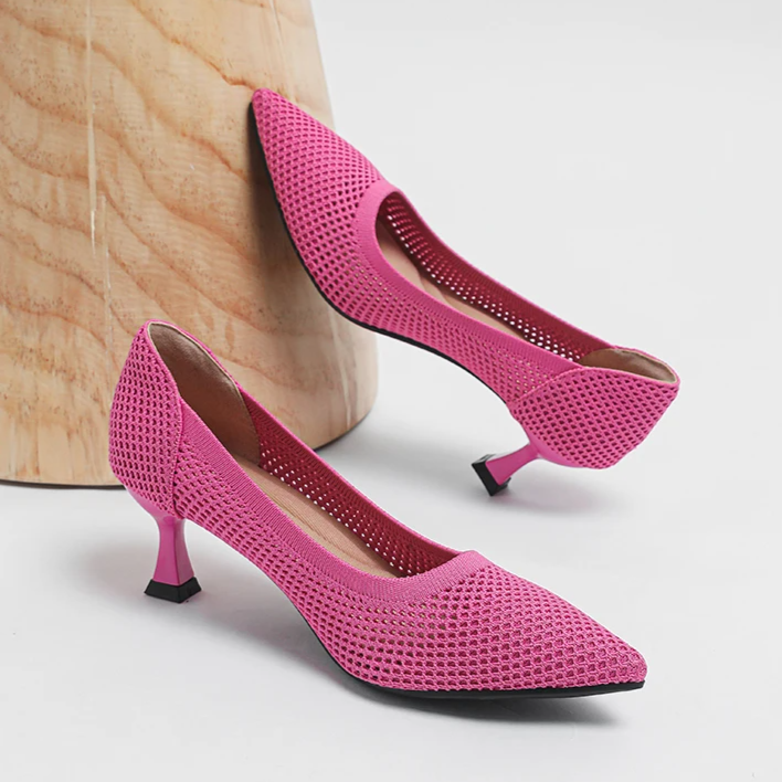 Scarpin Salto Médio Confortável em Malha Tricô - Lara