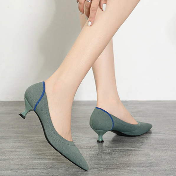 Scarpin Salto Kitten Confortável em Malha Tricô - Stella