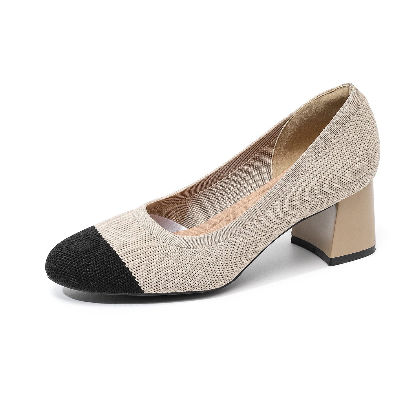 Scarpin Salto Bloco em Malha Tricô Confortável – Dominique