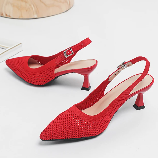 Slingback Salto Médio Malha Tricô Confortável - Zara