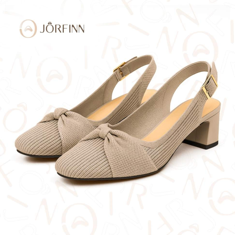 Slingback Salto Bloco Malha Tricô Confortável - Angelita