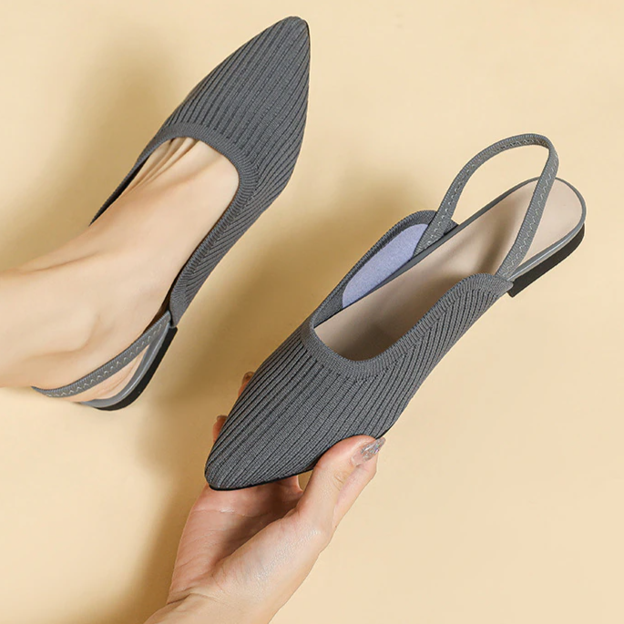 Slingback Salto Baixo Malha Tricô Confortável - Lucila