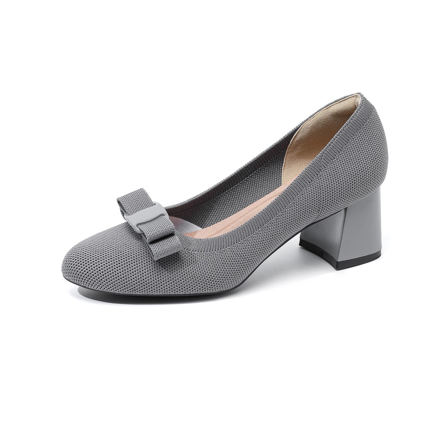 Scarpin Salto Bloco Confortável em Malha Tricô – Valerie