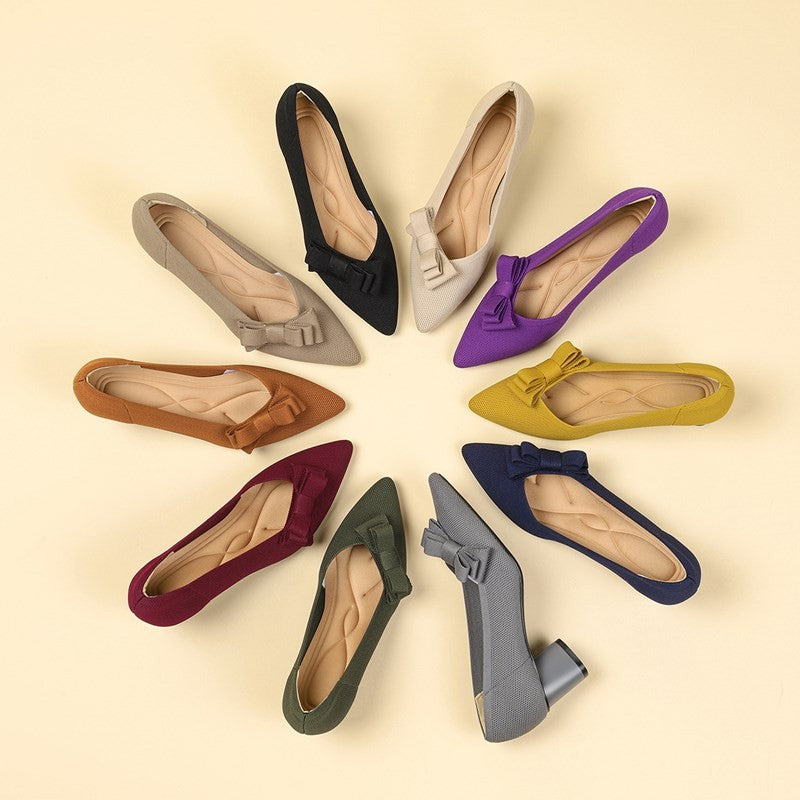 Scarpin Salto Bloco Confortável em Malha Tricô - Mabel