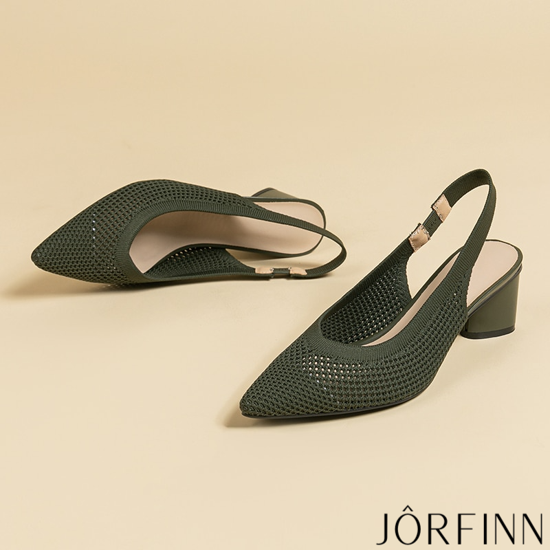 Slingback Salto Bloco Malha Tricô Confortável - Samantha