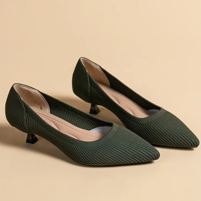 Scarpin Salto Kitten Confortável em Malha Tricô - Agnes