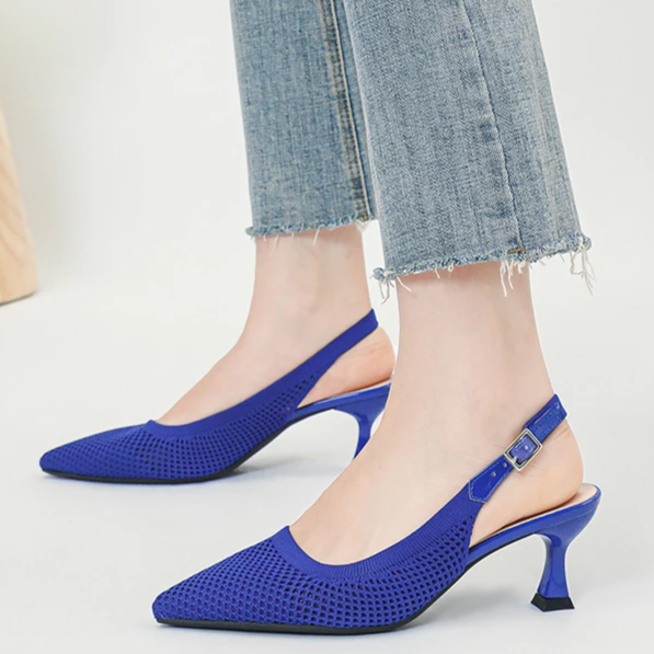 Slingback Salto Médio Malha Tricô Confortável - Zara