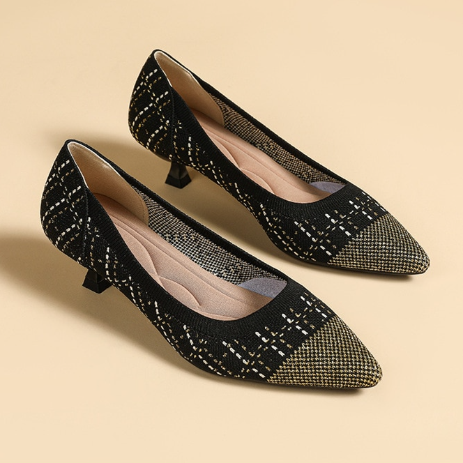 Scarpin Salto Kitten Confortável em Malha Tricô -  Aurora