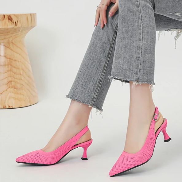 Slingback Salto Médio Malha Tricô Confortável - Zara