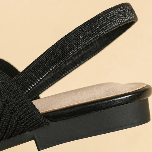 Slingback Salto Baixo Malha Tricô Confortável - Lucila