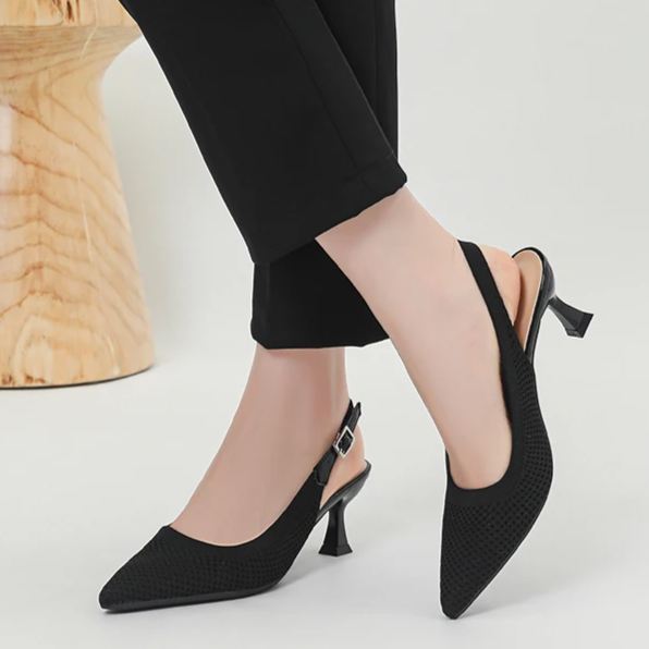Slingback Salto Médio Malha Tricô Confortável - Zara