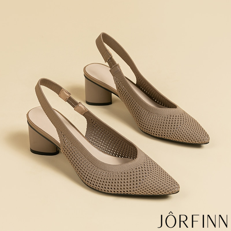 Slingback Salto Bloco Malha Tricô Confortável - Samantha