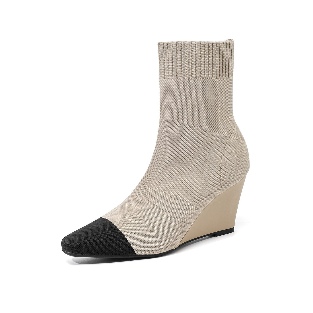 Bota Salto Cunha Confortável em Malha Tricô - Nádine