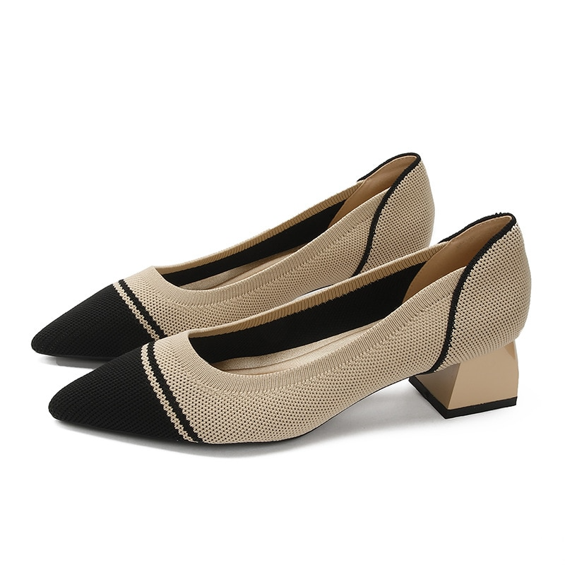 Scarpin Salto Bloco Confortável em Malha Tricô - Lais