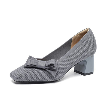 Scarpin Salto Bloco Confortável em Malha Tricô - Soren