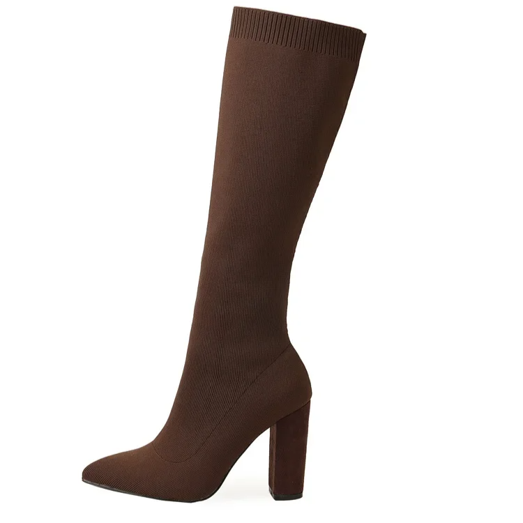 Bota de Cano Alto em Malha Tricô Confortável - Lysanne