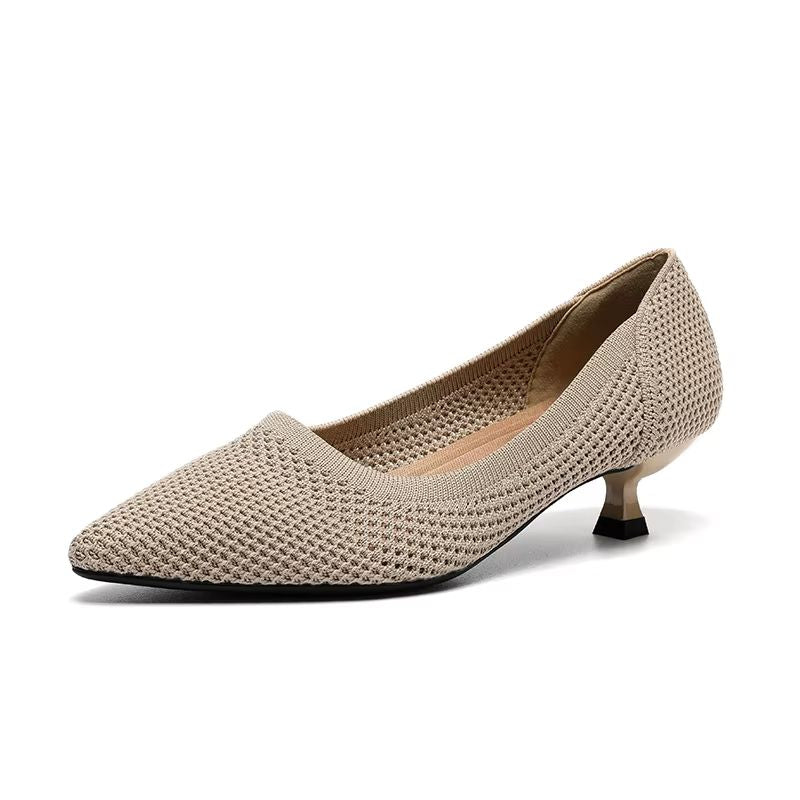 Scarpin Salto Kitten Confortável em Malha Tricô - Leandra