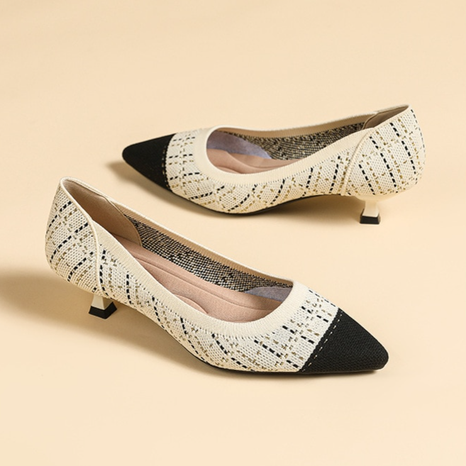 Scarpin Salto Kitten Confortável em Malha Tricô -  Aurora