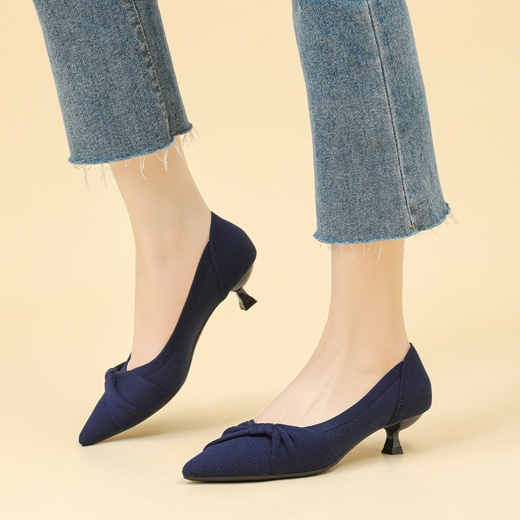 Scarpin Salto Kitten Confortável em Malha Tricô - Eloísa