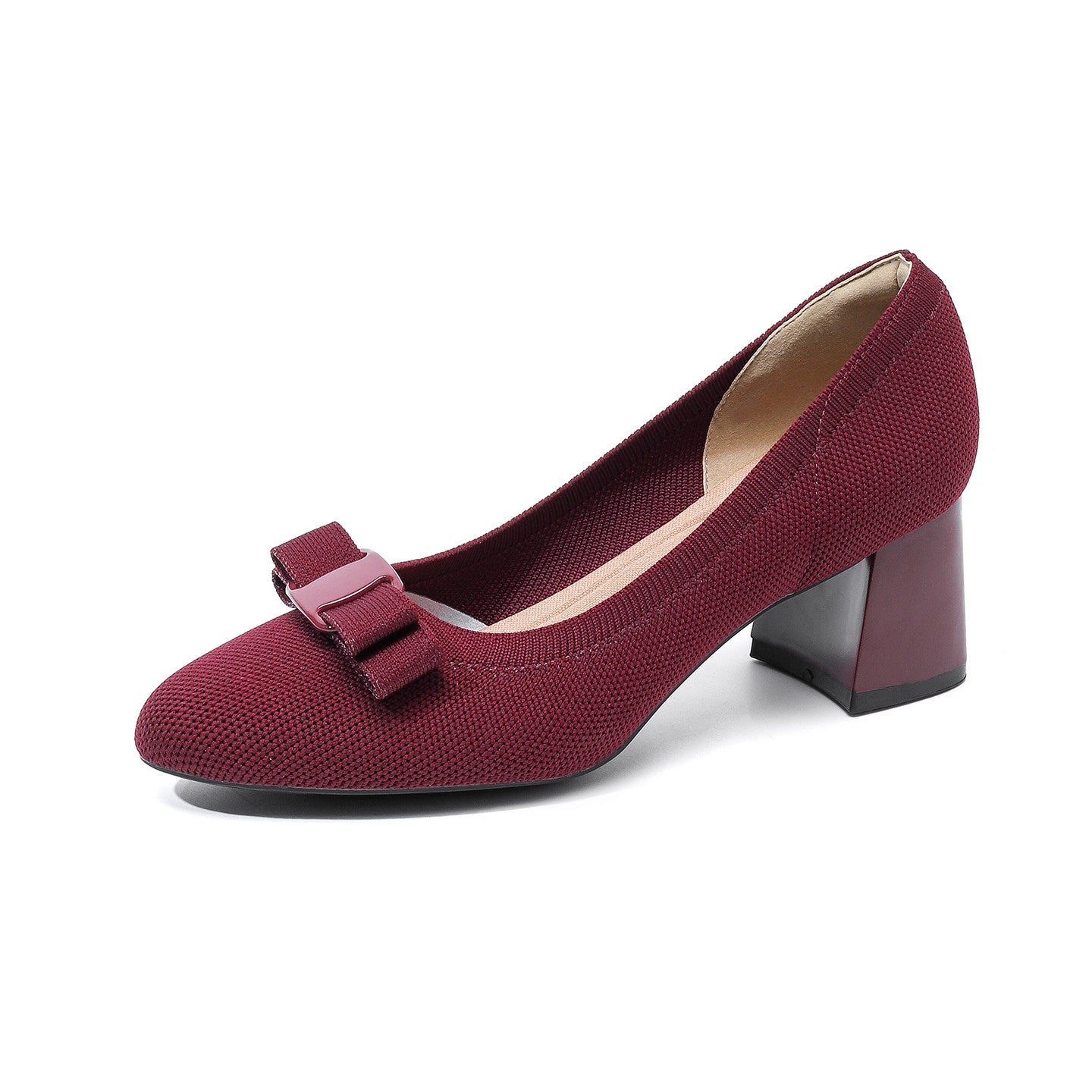 Scarpin Salto Bloco Confortável em Malha Tricô – Valerie