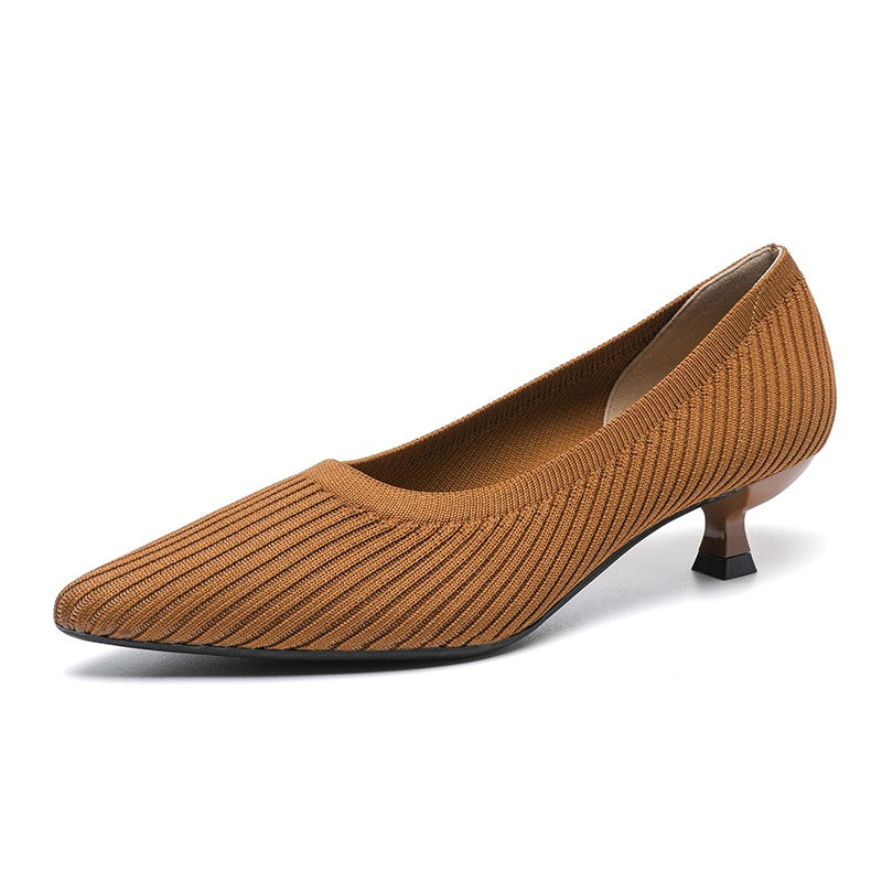 Scarpin Salto Kitten Confortável em Malha Tricô - Elara