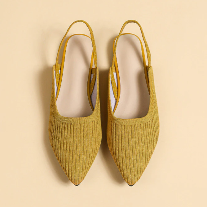 Slingback Salto Baixo Malha Tricô Confortável - Lucila