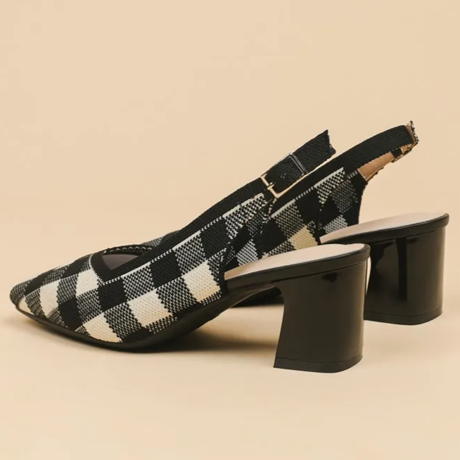 Slingback Salto Bloco Malha Tricô Confortável - Kiara